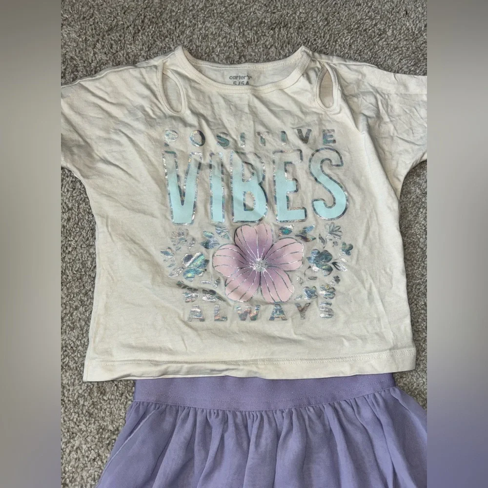 Carter’s Positive Vibes T-Shirt and Purple Skirt Set